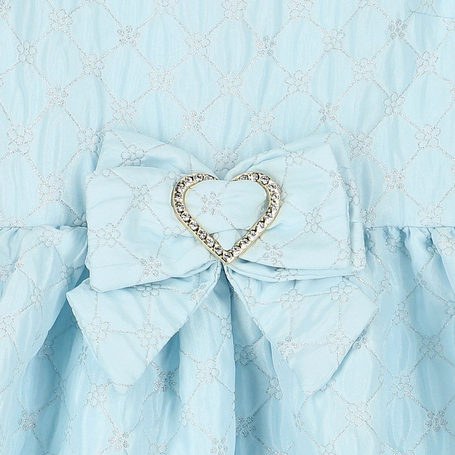 Girls Blue Jacquard Flower Dress, 3, hi-res