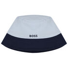 Baby Boys Blue Striped Logo Romper & Hat Set, 1, hi-res