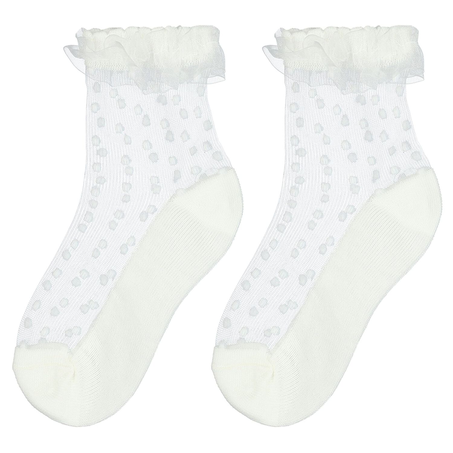 Baby Girls Ivory Ruffled Socks, 2, hi-res image number null