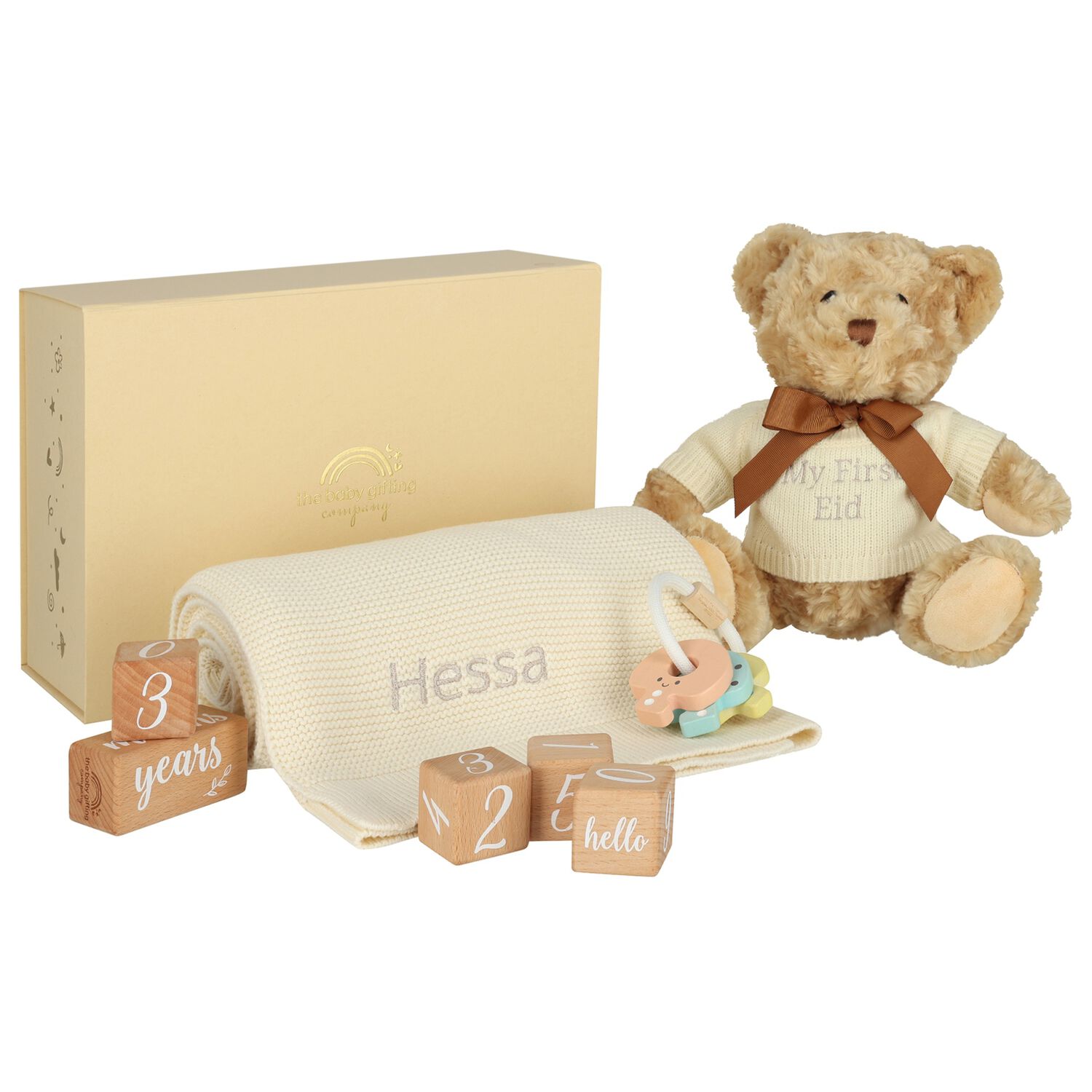Ivory Milestone Snuggles Personalised Baby Gift Set, 2, hi-res