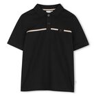 Boys Black Logo Polo Shirt, 1, hi-res