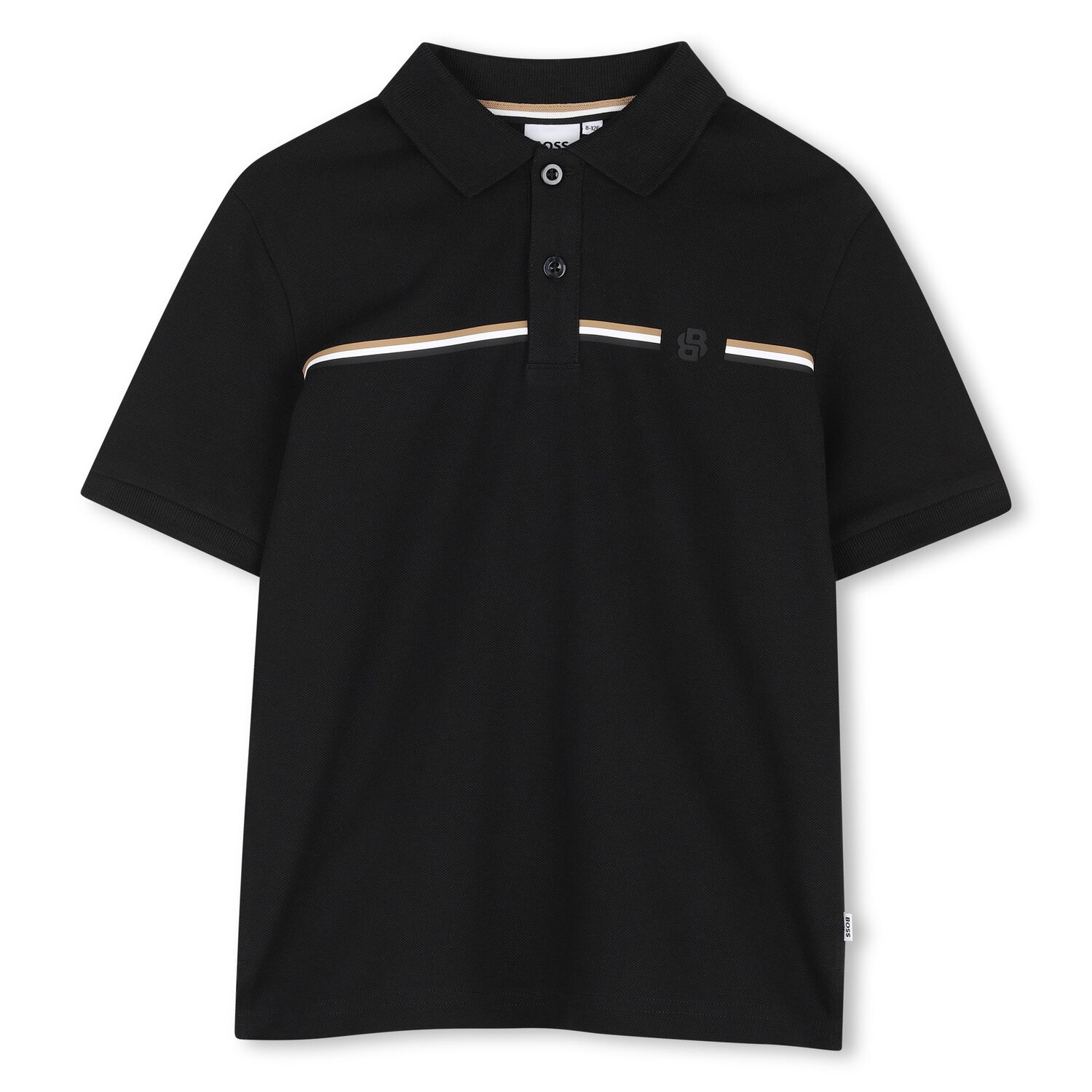 Boys Black Logo Polo Shirt, 1, hi-res