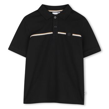 Boys Black Logo Polo Shirt
