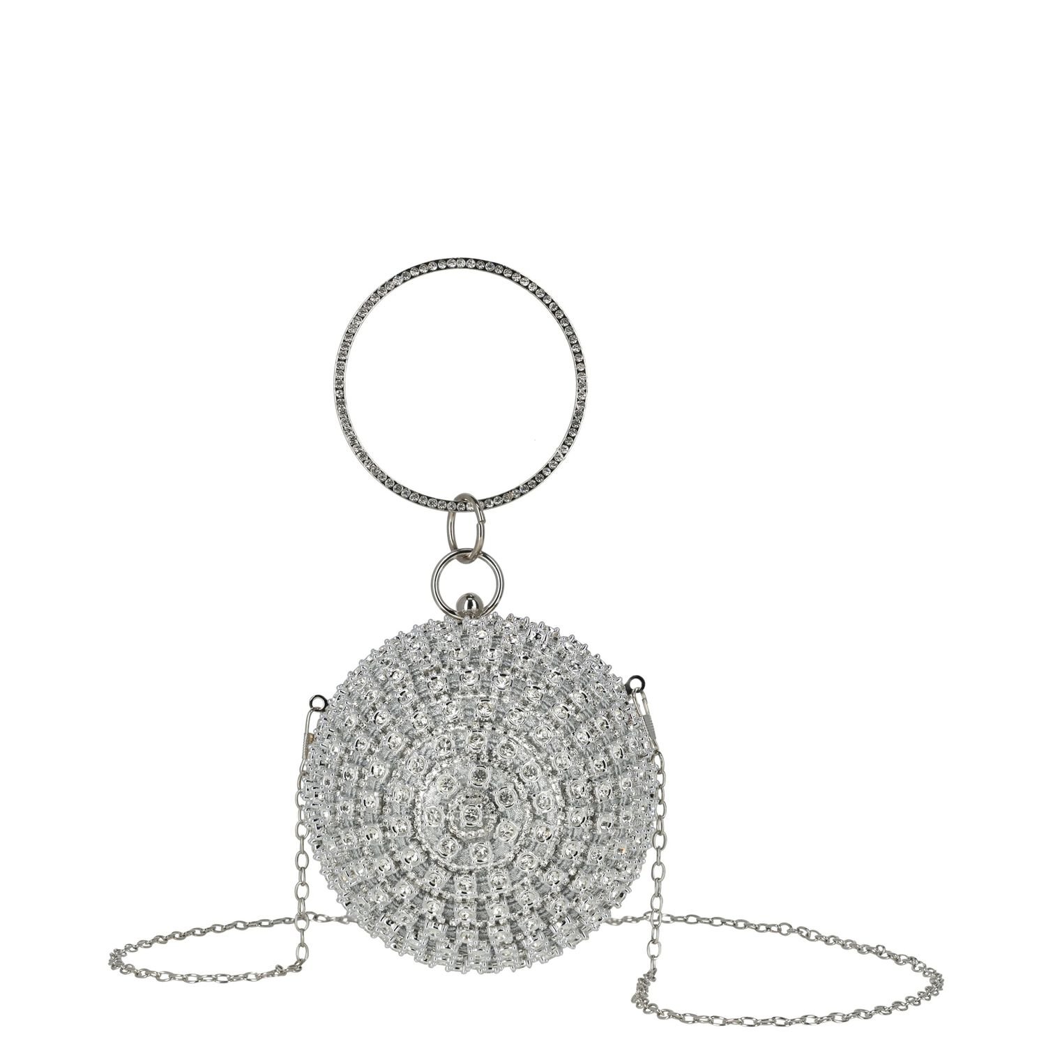 Girls Silver Crystal Handbag, 1, hi-res