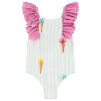 Girls Green & Pink Ice Cream Swimsuit