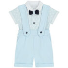 Baby Boys Blue & White Bodysuit Set, 1, hi-res