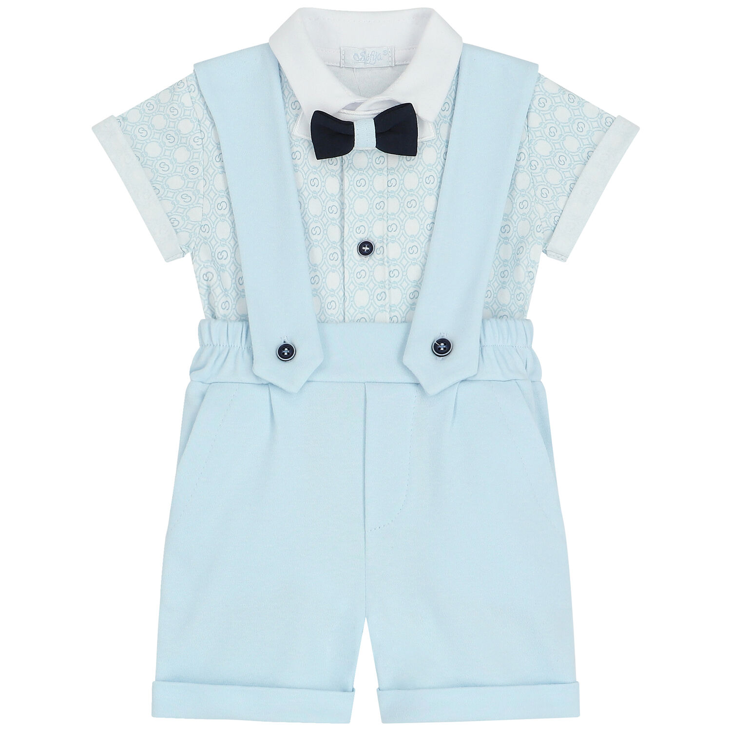 Baby Boys Blue & White Bodysuit Set, 1, hi-res