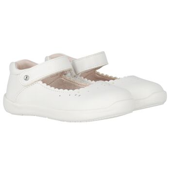 Younger Girls Ivory Faux Leather Shoes