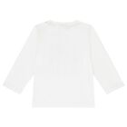 Younger Boys White Logo Long Sleeve Top, 1, hi-res