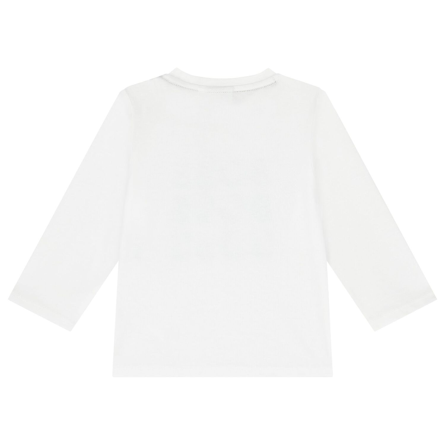 Younger Boys White Logo Long Sleeve Top, 1, hi-res