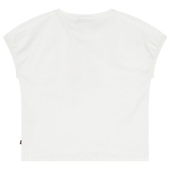 Girls White Flower Logo T-Shirt