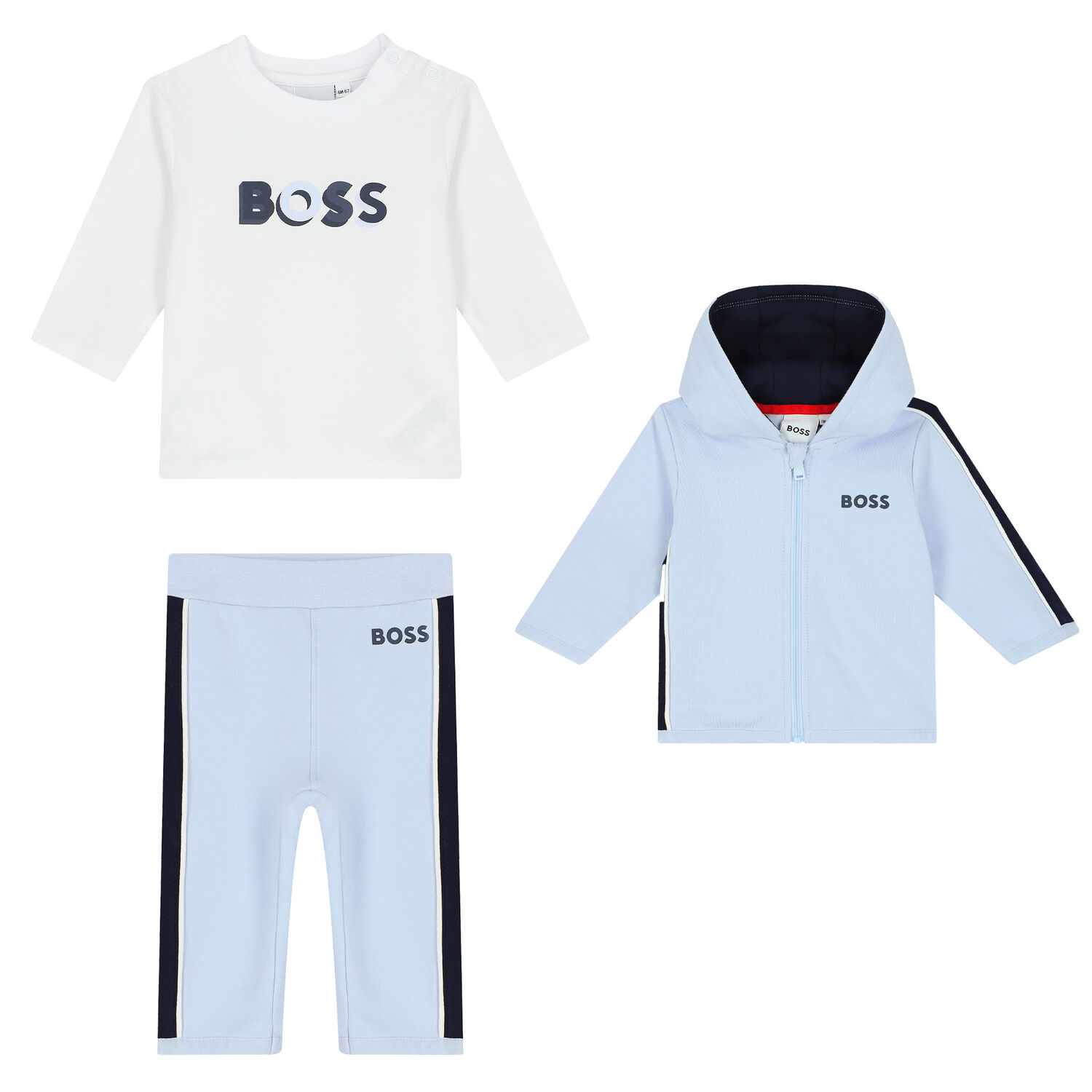 Baby Boys Blue & White Logo Tracksuit, 1, hi-res