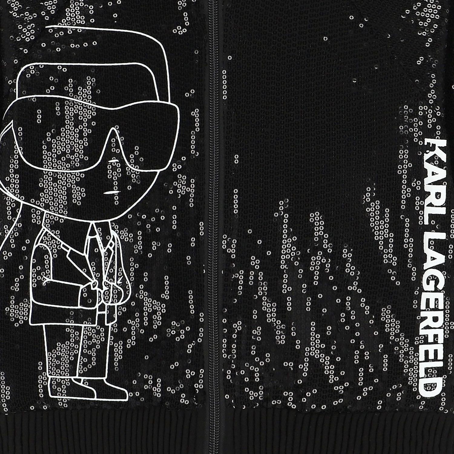 Girls Black Logo Sequin Jacket , 1, hi-res