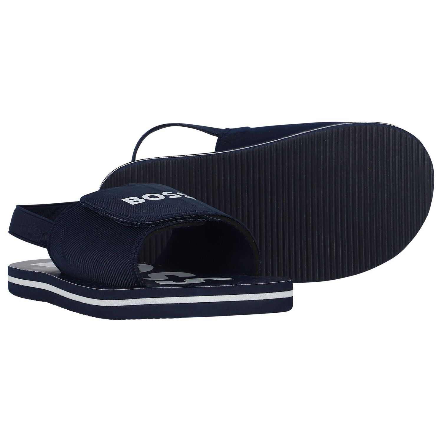 Boys Navy Blue Velcro Sandals, 2, hi-res image number null
