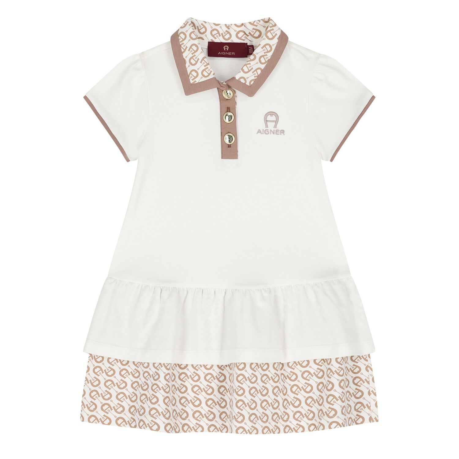 Younger Girls Ivory Logo Polo Dress, 1, hi-res