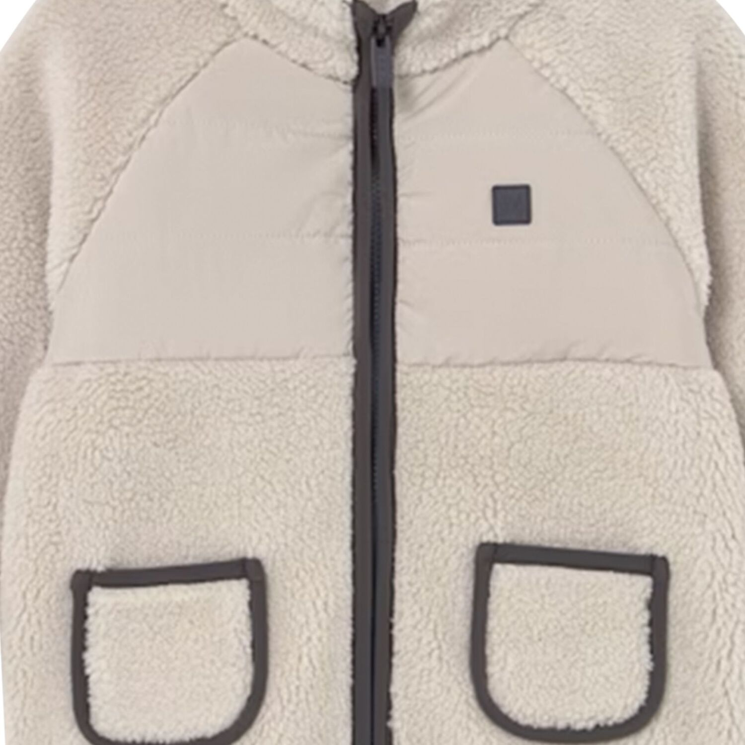 Younger Boys Ivory Sherpa Jacket, 1, hi-res image number null
