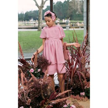 Girls Pink Faux Fur Bow Headband