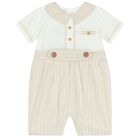Baby Boys Ivory & Beige Romper Set, 1, hi-res