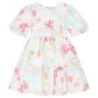 Girls White Floral Dress, 1, hi-res