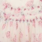 Younger Girls Ivory & Pink Floral Dress, 1, hi-res