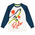 Boys Ivory & Blue Long Sleeve Top, 1, hi-res
