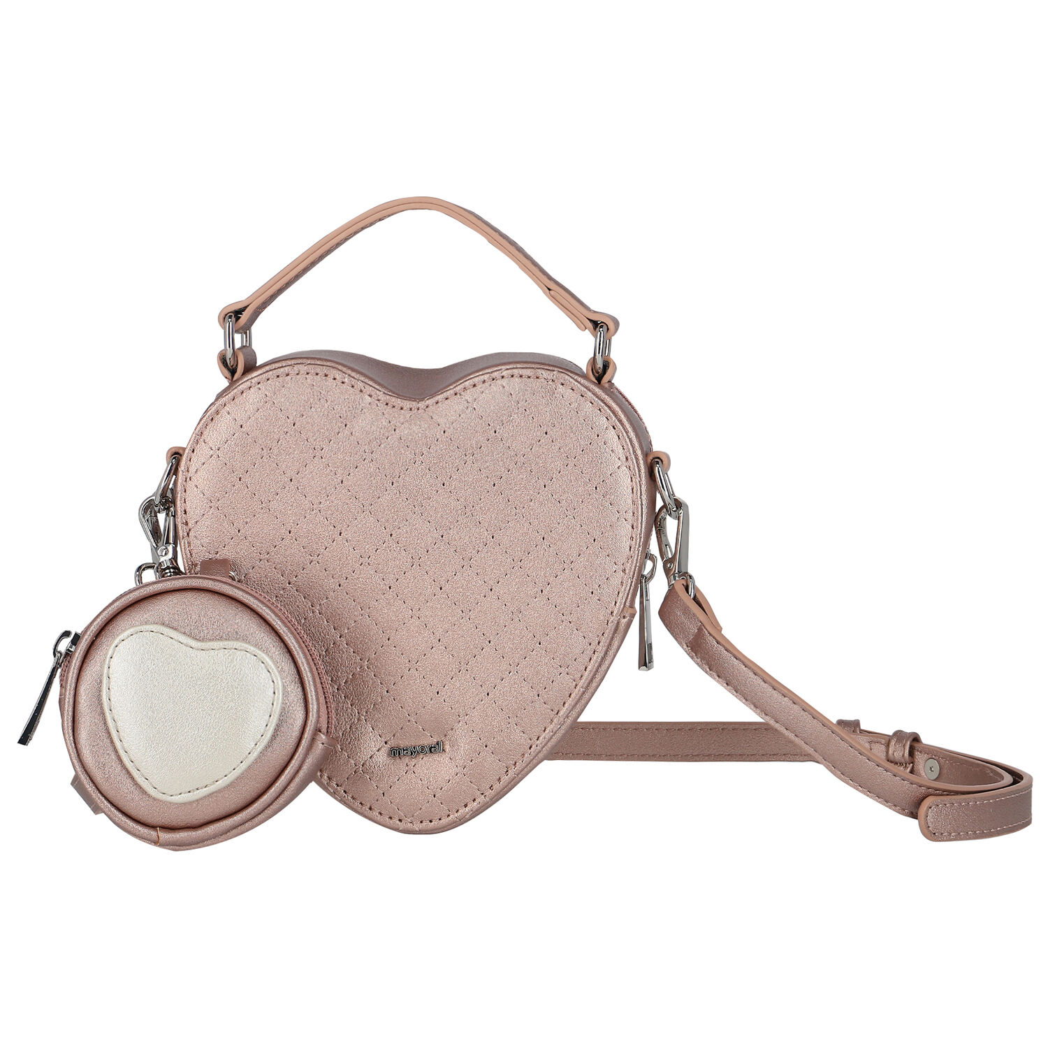 Girls Gold Heart Shoulder Bag, 1, hi-res