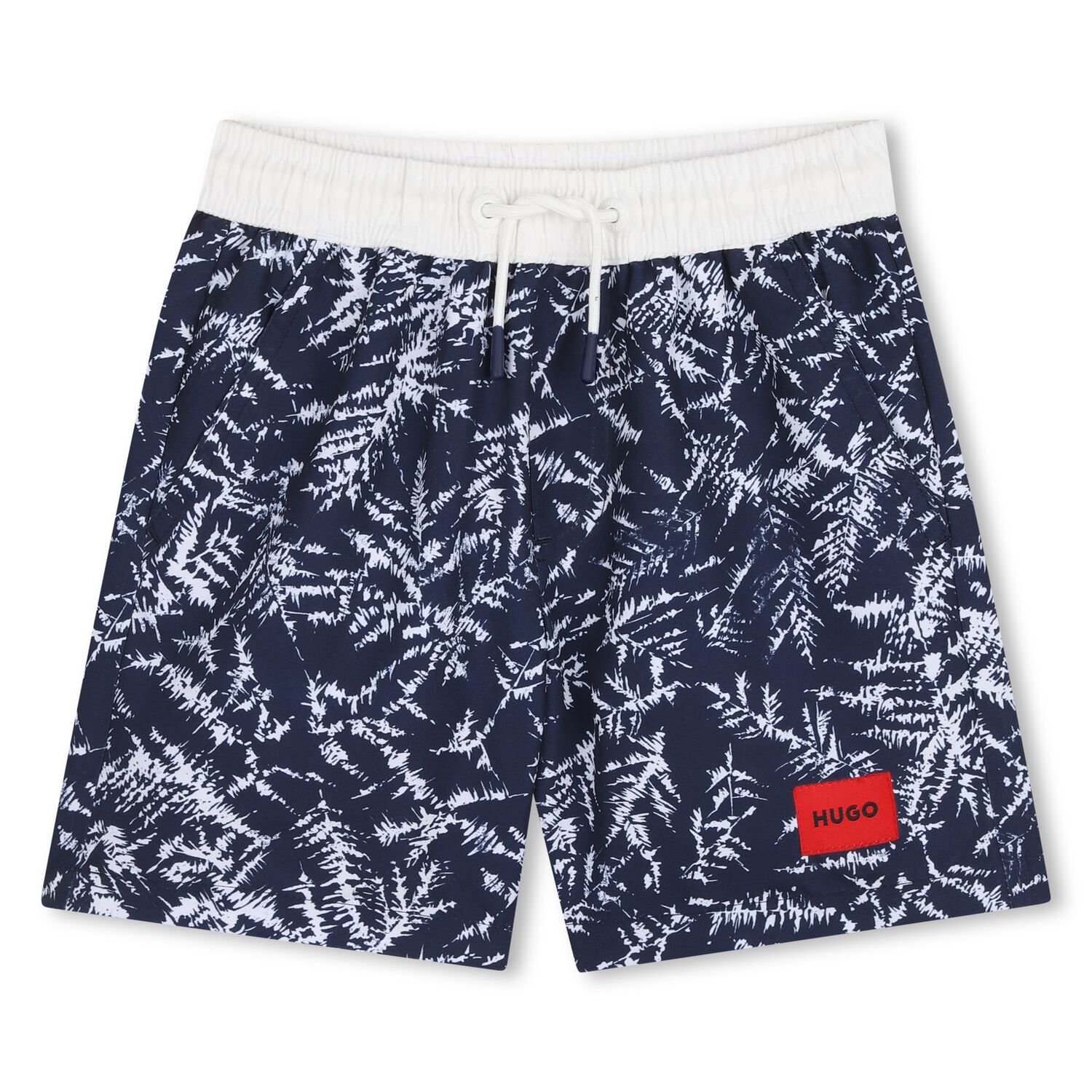Boys Navy Blue Logo Swim Shorts, 1, hi-res