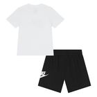 Younger Boys White & Black Logo Shorts Set, 1, hi-res