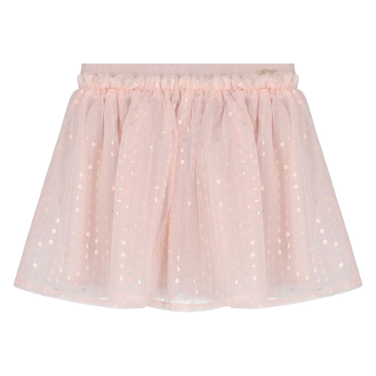 Younger Girls White & Pink Sequin Tulle Skirt Set, 1, hi-res