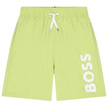 Boys Green Logo Swim Shorts