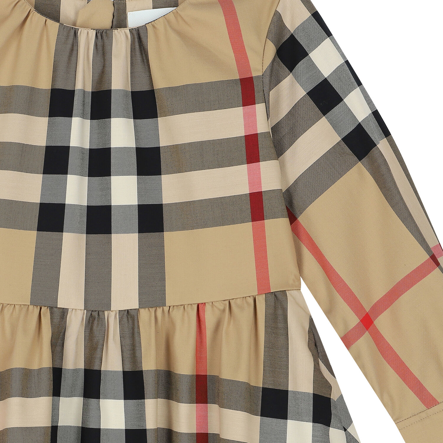 Girls Beige Checkered Dress, 1, hi-res