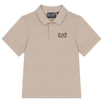 Boys Beige Logo Polo Shirt