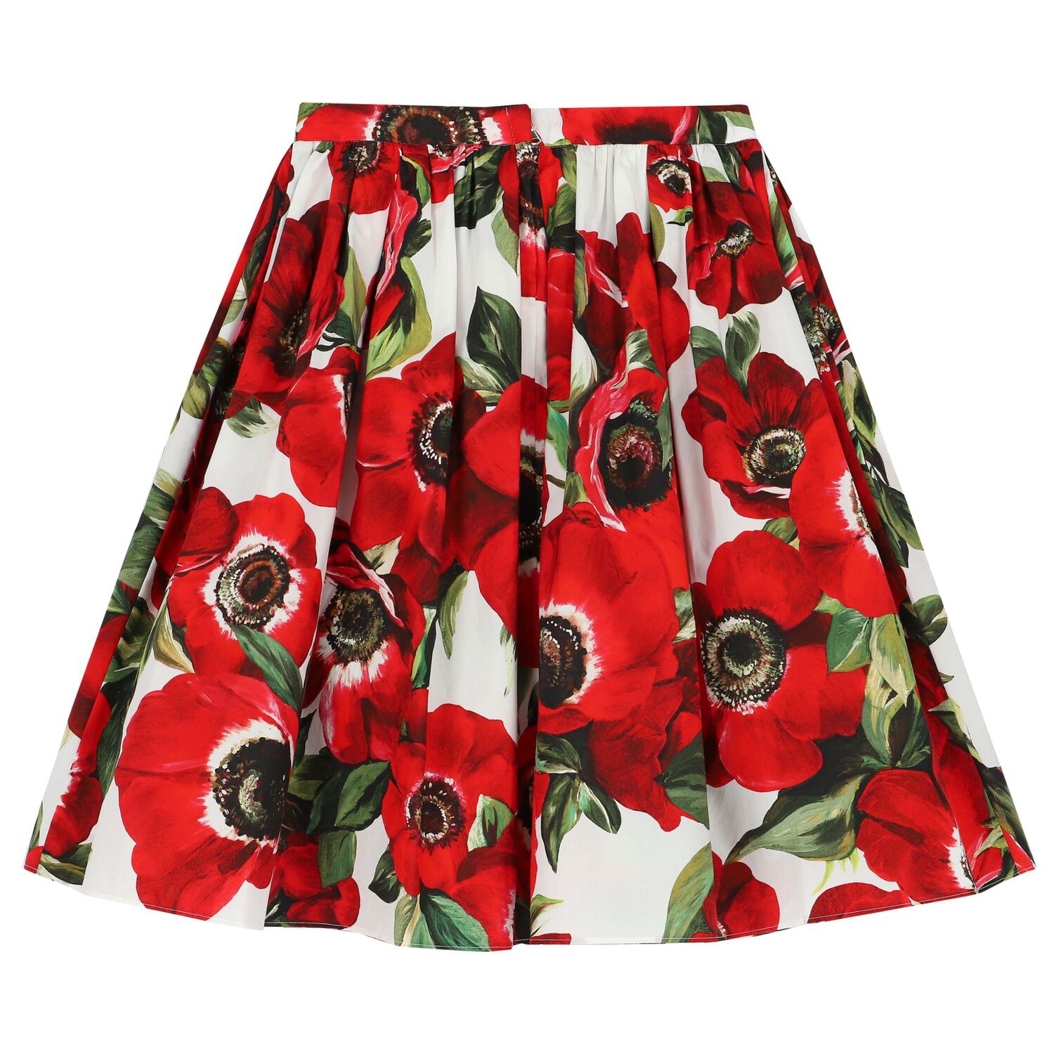 Girls Red & White Floral Skirt, 1, hi-res
