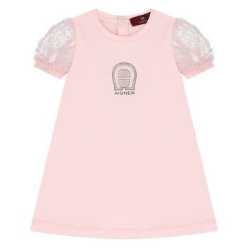 Younger Girls Pink Logo Dress
