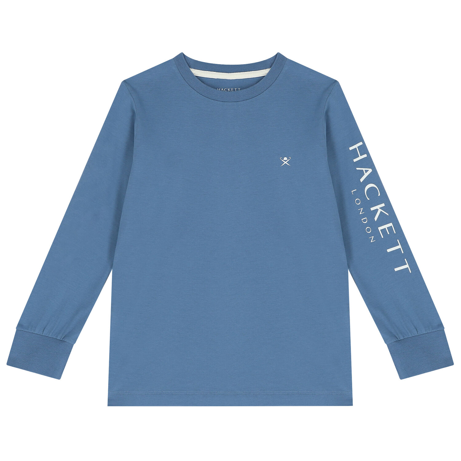 Boys Blue Logo Long Sleeve Top, 1, hi-res