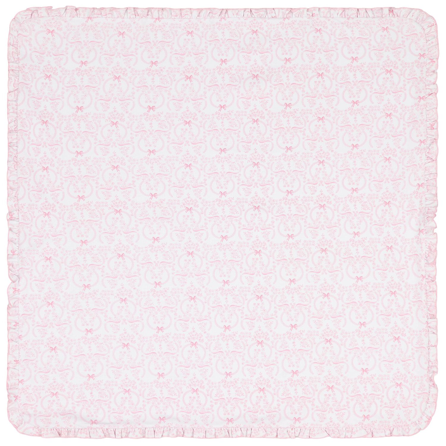 Baby Girls White & Pink Delicate Blooming Bow Blanket, 1, hi-res