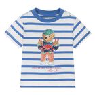 Baby Boys Blue Striped Polo Bear T-Shirt, 1, hi-res