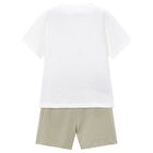 Boys White & Green Shark Shorts Set, 3, hi-res