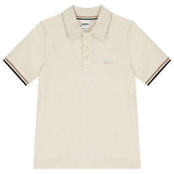 Boys Mini-Me Ivory Logo Polo Shirt