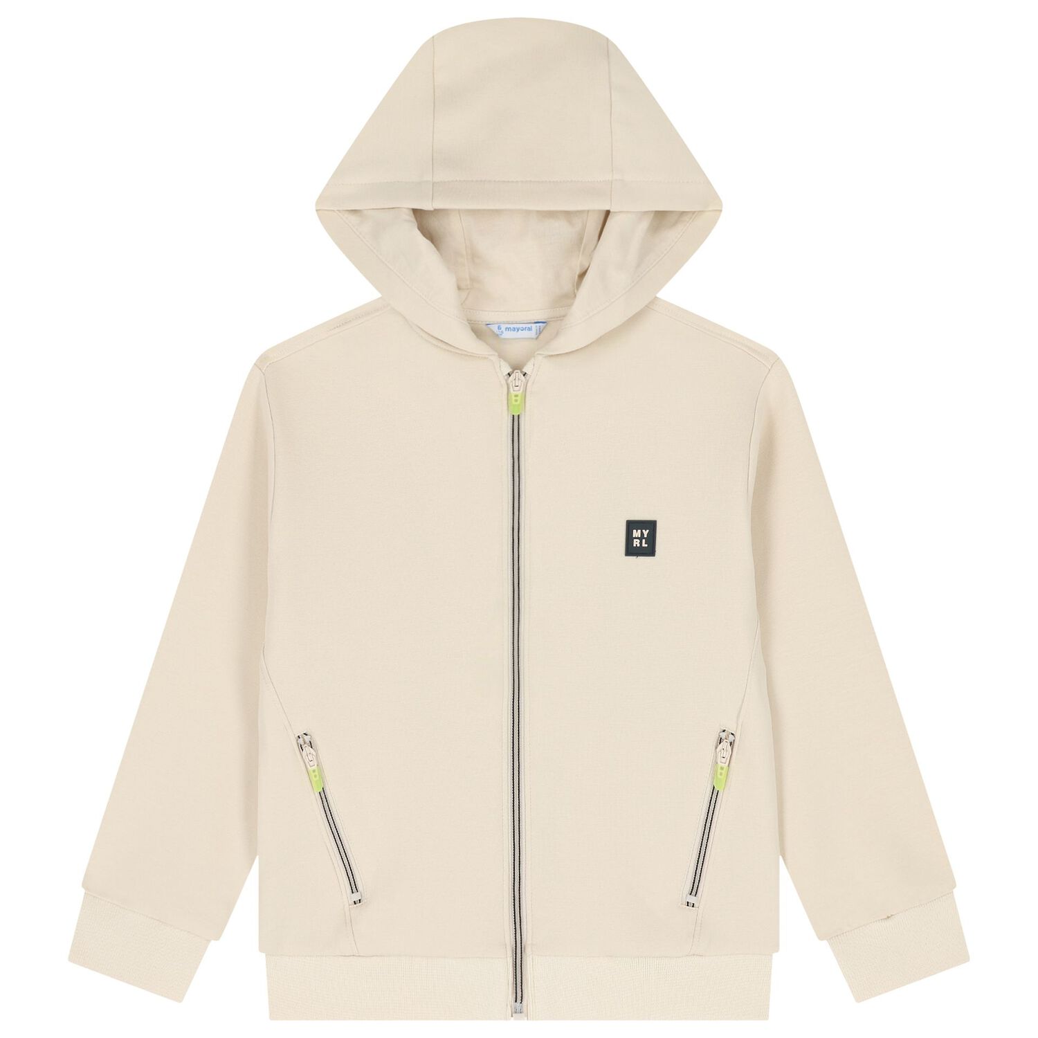 Boys Beige Zip Up Top, 2, hi-res