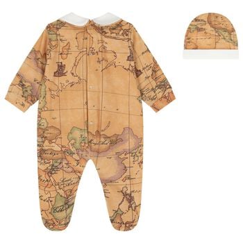 Ivory & Beige Geo Map Babygrow Gift Set