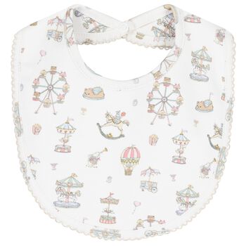 White Carousel & Hot Air Balloon Baby Bib