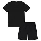 Boys Black Logo Pyjamas, 3, hi-res