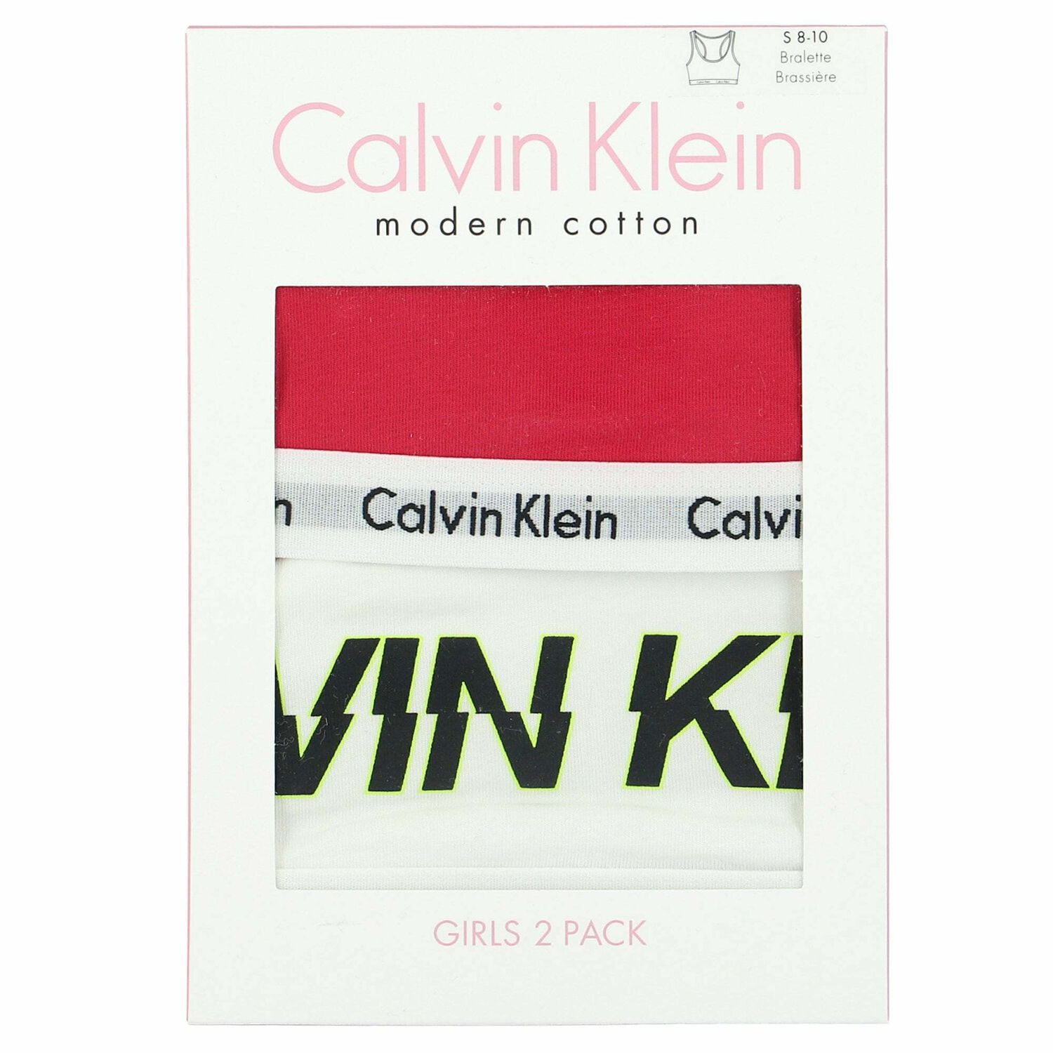 Girls Pink & White Bra Tops (2 Pack), 1, hi-res image number null