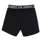 Younger Boys White & Black Logo Shorts Set, 1, hi-res