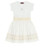 Girls White Logo Dress, 1, hi-res