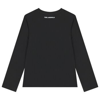 Girls Black Ikonik Karl Long Sleeve Top