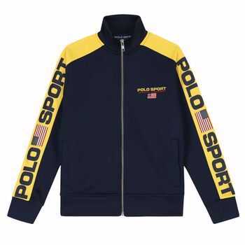 Ralph Lauren Boys Navy Logo Zip Up Top, 1 Boys Navy Logo Zip Up Top