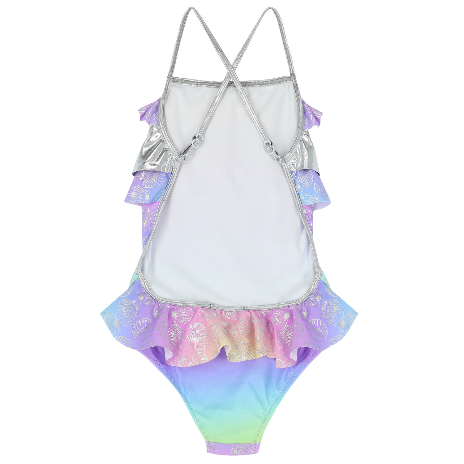 Girls Multi-Colored Clams Swimsuit, 1, hi-res