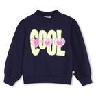 Girls Navy Blue Sequin Heart Sweatshirt, 1, hi-res